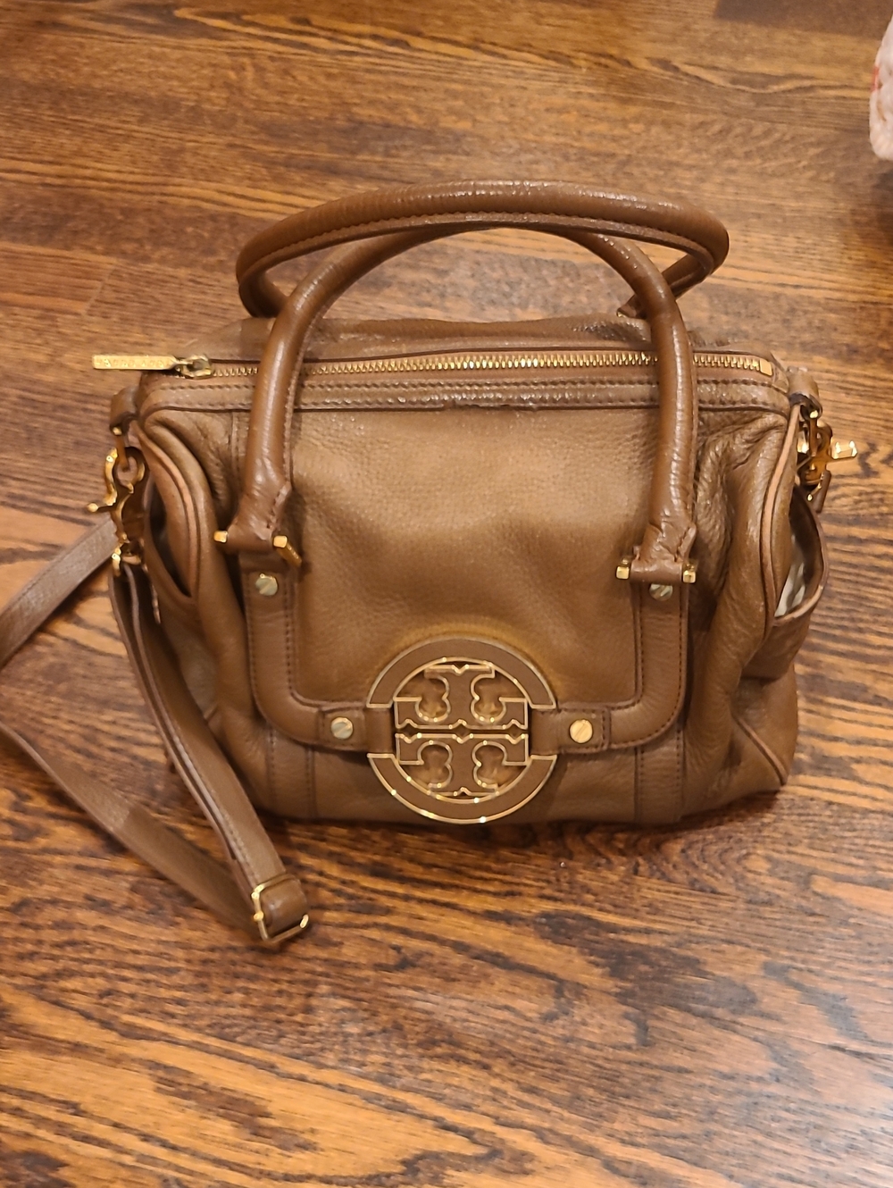 Tory Burch Tan Leather Satchel with Gold Hardware
